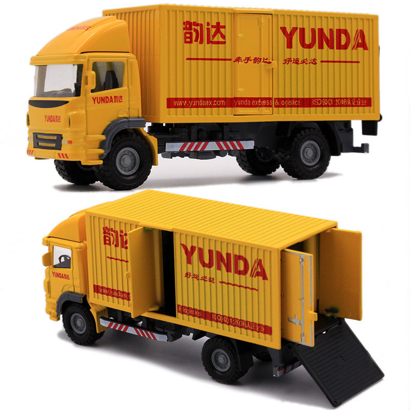 合金快递车模型城市快递邮政厢式快递货车集装箱运输车儿童玩具