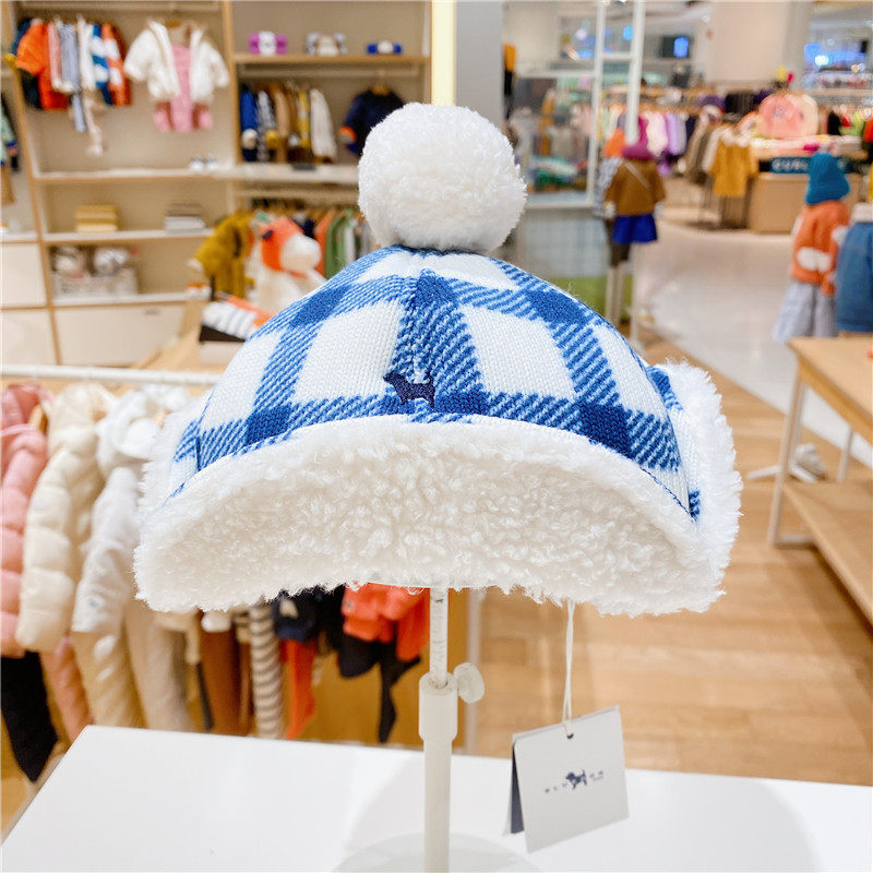 bluedog蓝狗韩国童装代购2020冬款男童韩版格纹加帽子