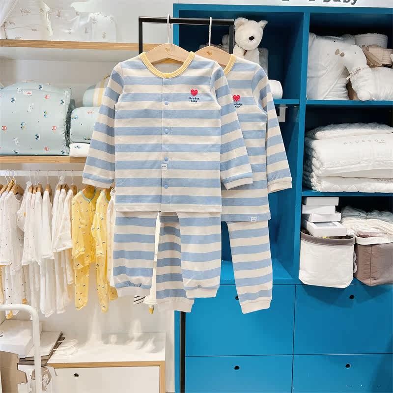 bluedog蓝狗韩国童装代购20231款儿童条纹全棉套装