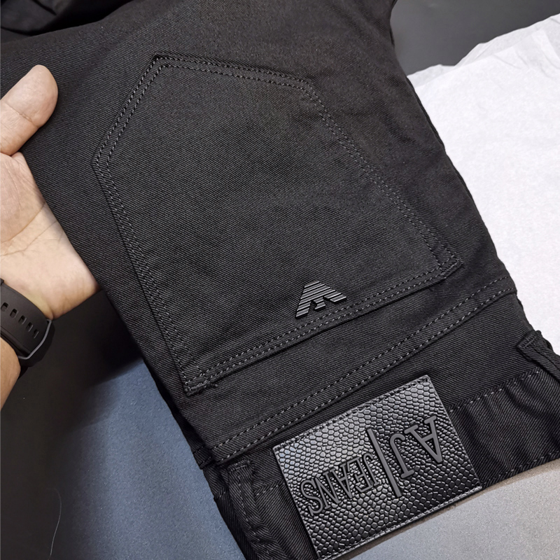 春夏季新款黑色牛仔裤男士欧美简约休闲百搭修身小脚青年弹力裤子