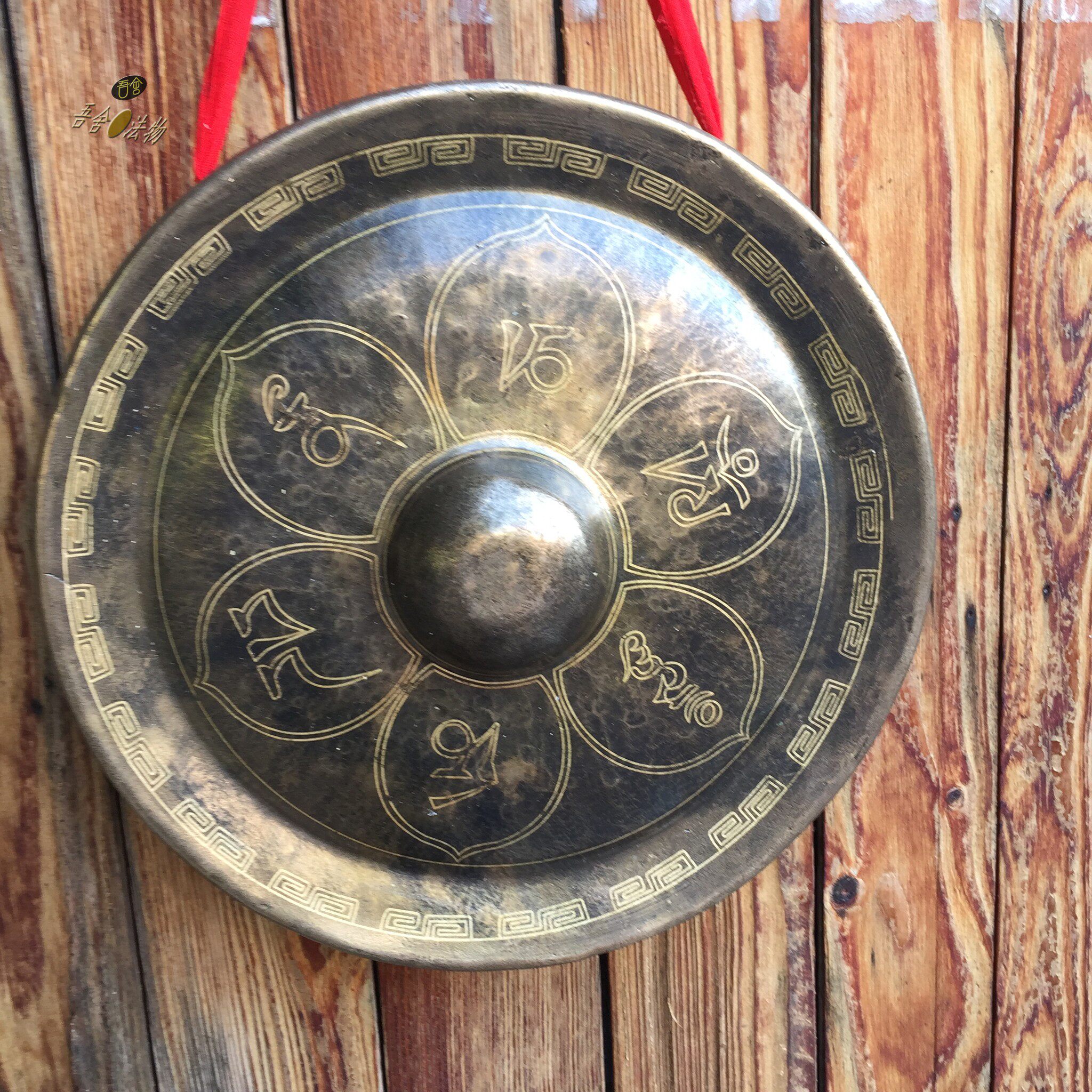 铜锣纯铜包锣六真言手锣30公分手工青铜道家用品手锣
