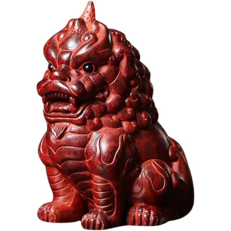 天然紫檀檀木神兽谛听实木雕刻文玩手把招财木雕