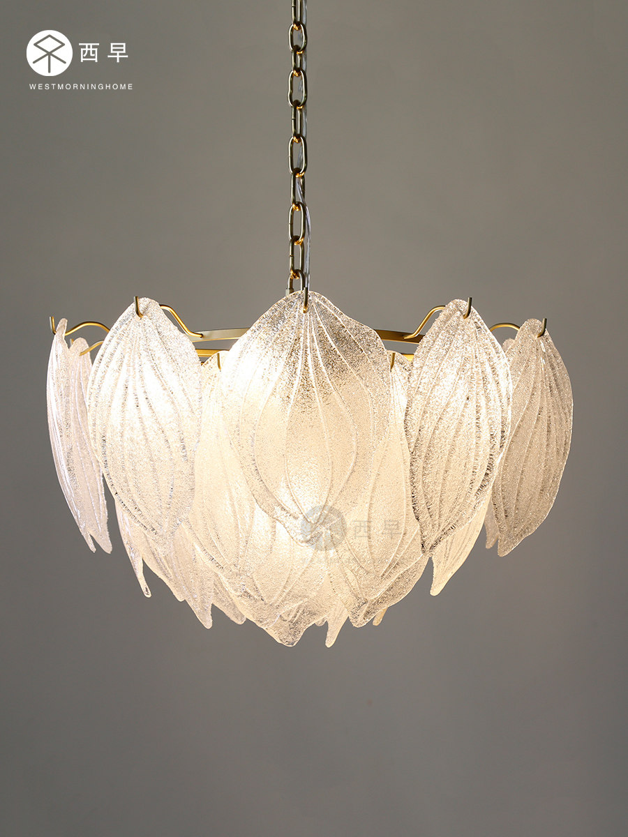 西早现代简约树叶叶子玻璃吊灯意大利轻奢客厅卧室客厅吊灯