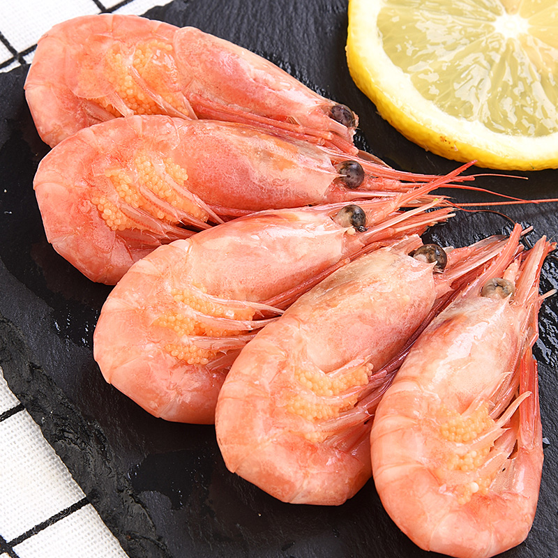 北极甜虾冷冻带籽大号刺身新鲜虾冰虾甜虾腹冻虾
