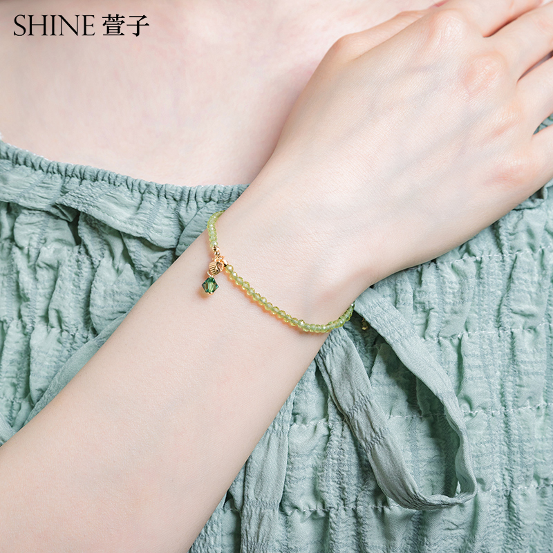 shine天然银质时尚金时尚绿色清新设计手链