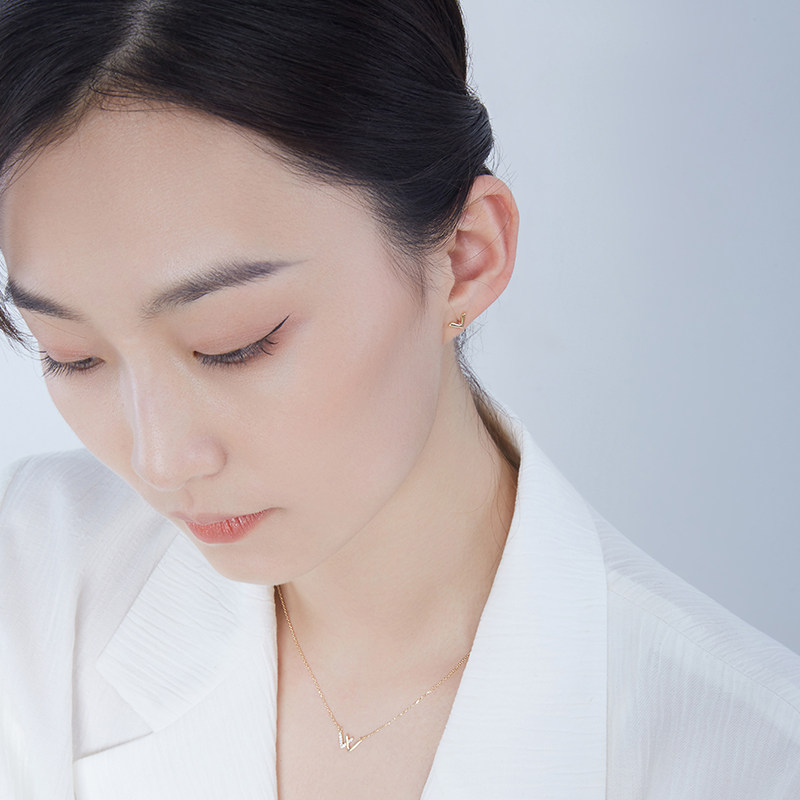 shine萱子饰品简约字母耳钉小巧冷淡风耳环潮气质耳环