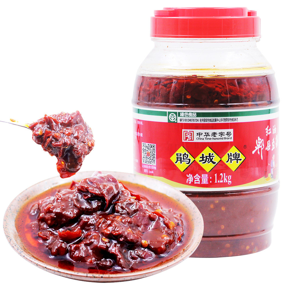 四川鹃城郫县豆瓣红油家用1200g老字号特产小瓶豆瓣酱