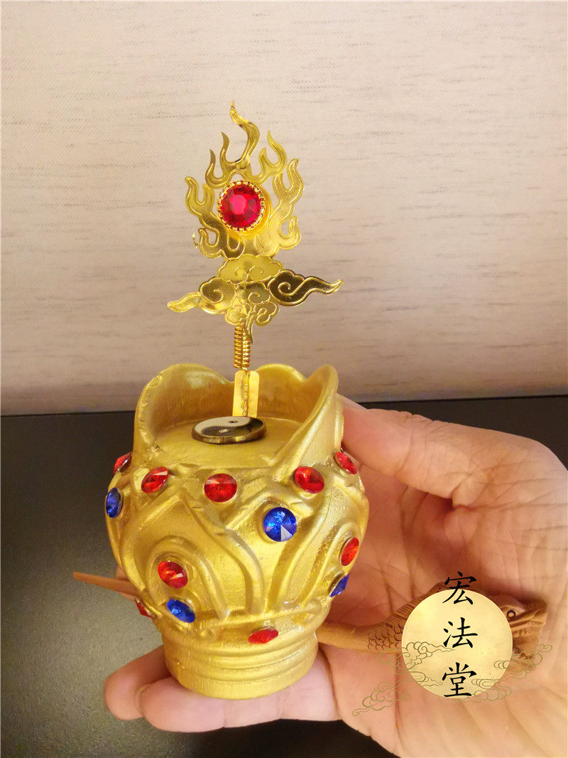 用品道士莲花花冠道教实木太极火焰精品木雕道教工艺品