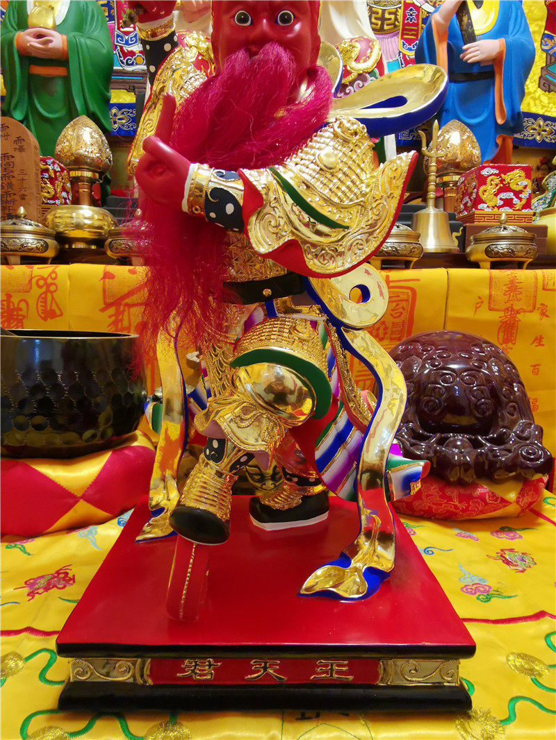 神像王灵官道教用品像香樟木王善像火神护法木雕