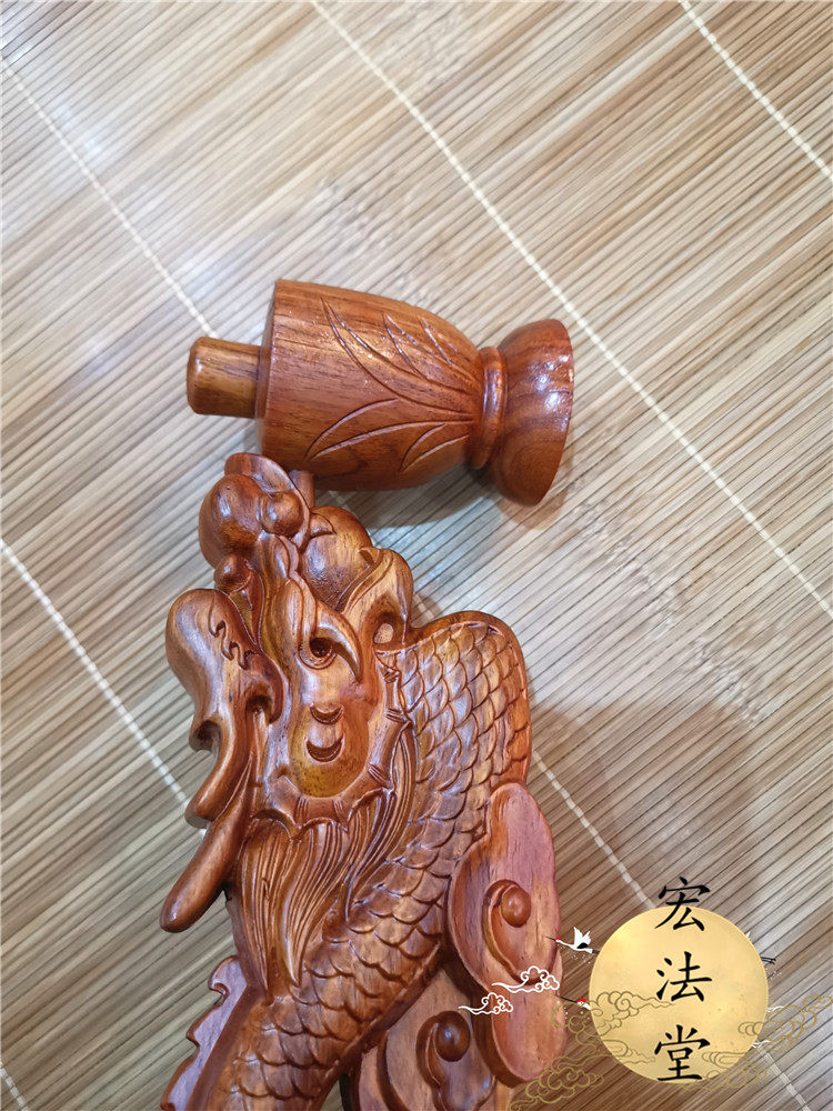 道教法器花梨木龙头手炉精雕龙柄手炉手工精雕手炉法器法物