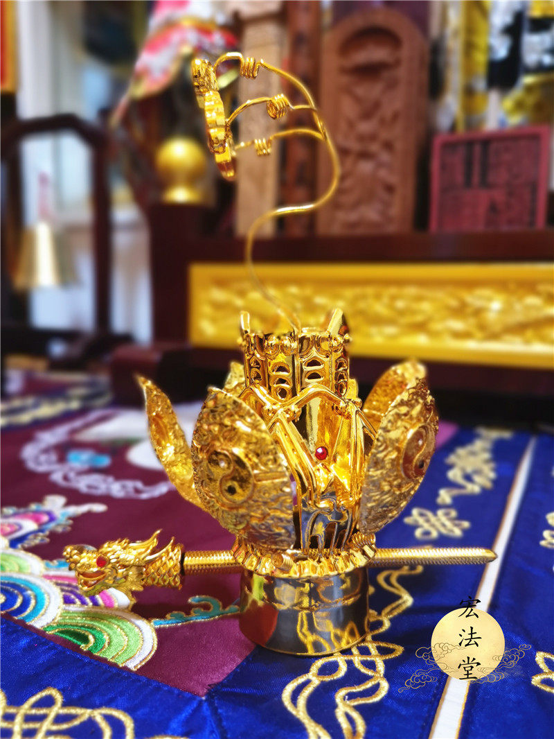 莲花花冠高功道教三花聚顶紫铜三清清冠太极道教工艺品