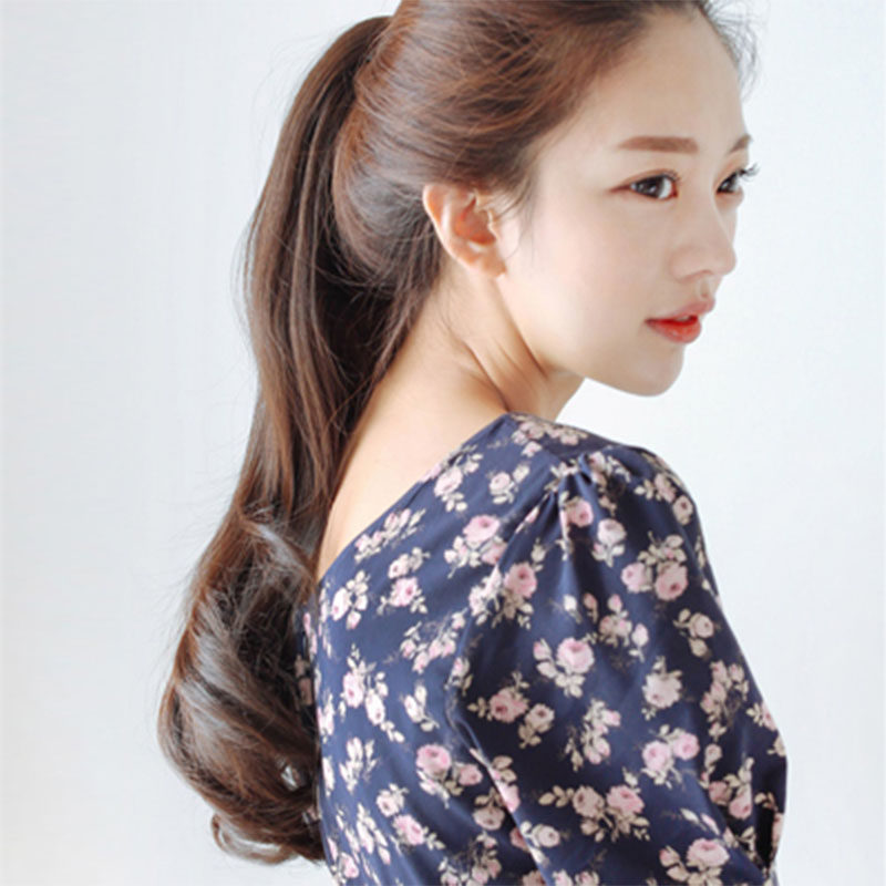 马尾真发假发女卷真人发丝梨花卷可直发长卷马尾