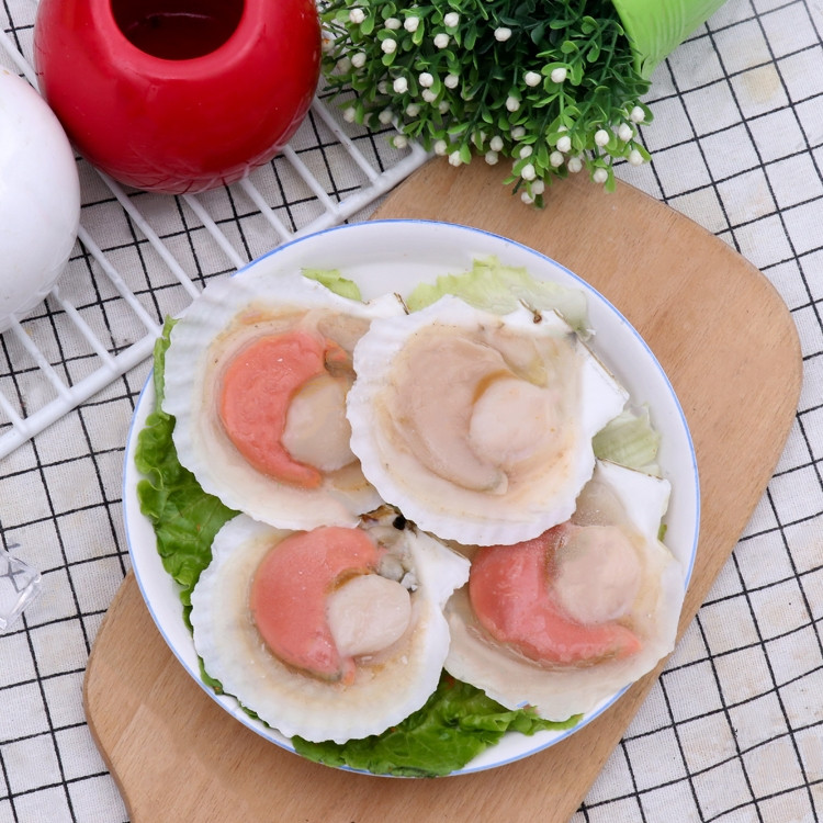 扇贝鲜活冷冻半壳虾夷原装蒜蓉餐饮商用烧烤扇贝