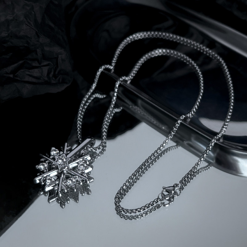 kansai新款带钻旋转雪花项链小众轻奢欧美嘻哈项链