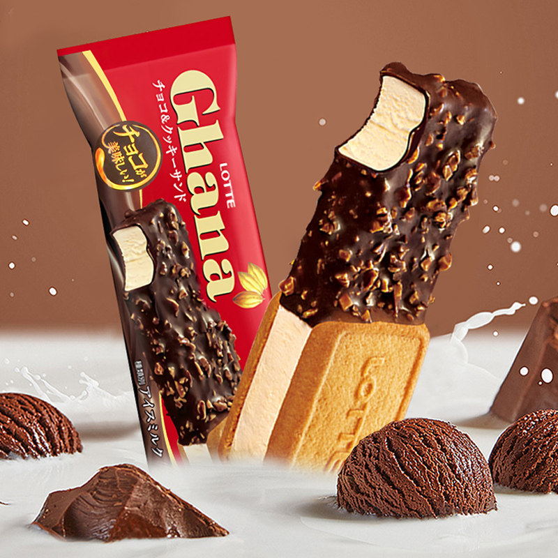 新品日本乐天冰淇淋曲奇杏仁冰激凌三明治饼干雪糕冰淇淋