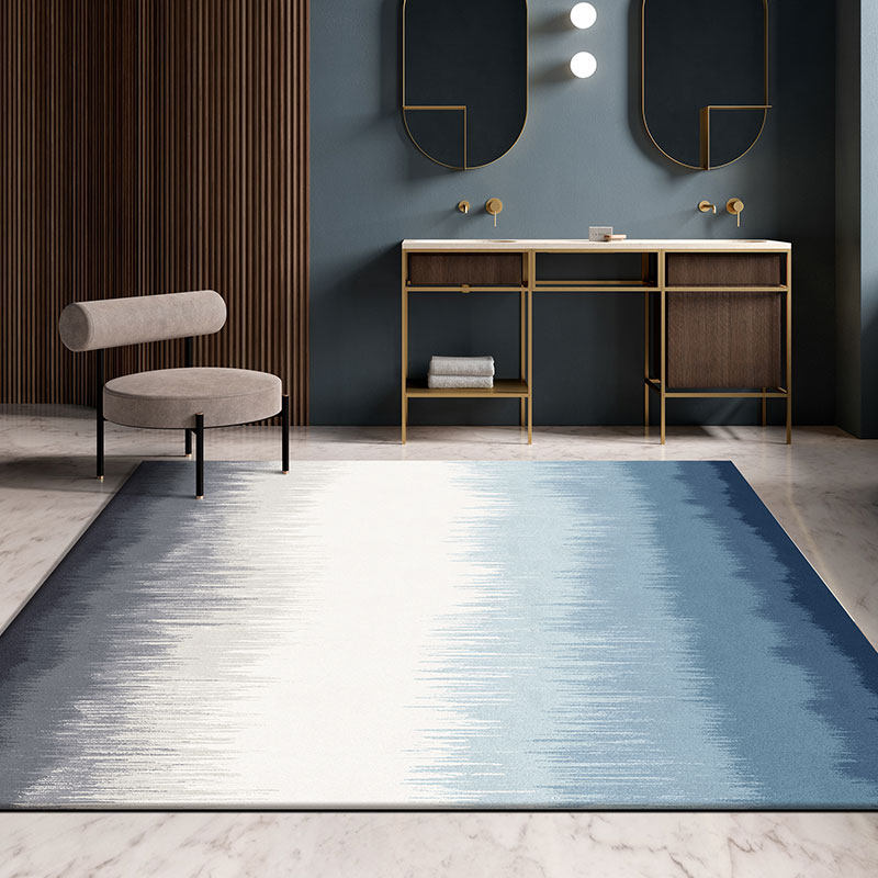 麻漠漠现代简约地毯客厅茶几垫北欧渐变抽象蓝色卧室定制满铺轻奢