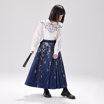 ເຄື່ອງນຸ່ງເດັກນ້ອຍ Ueki Butterfly Girls Horse Face Skirt 2024 Spring New Children's Pleated Skirt half-length