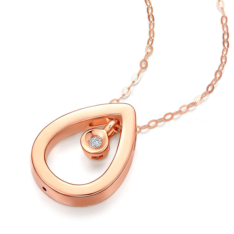 金彩金吊坠项链钻石彩金金玫瑰桂福18k4d水滴颈饰