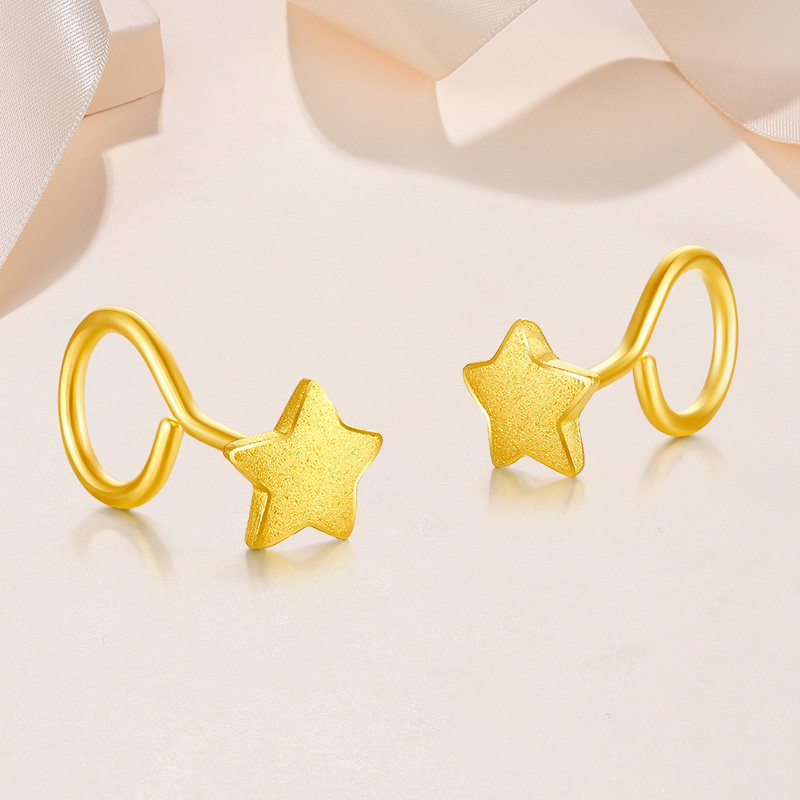 耳钉桂福珠宝星星黄金足金耳环耳饰耳坠女款耳饰