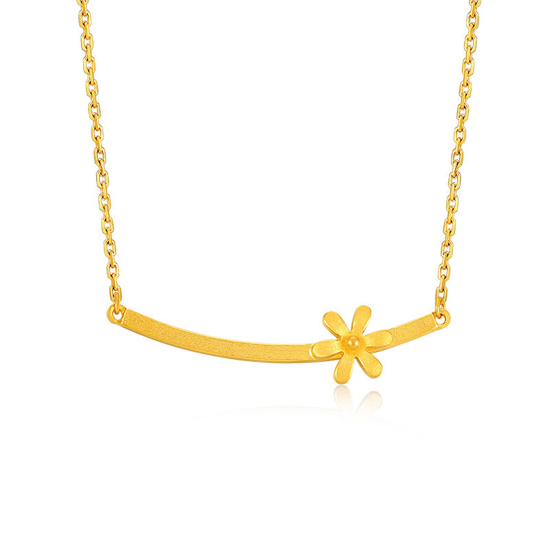 六桂福珠宝 花朵 黄金项链999足金花朵项链吊坠套链颈链锁骨链女