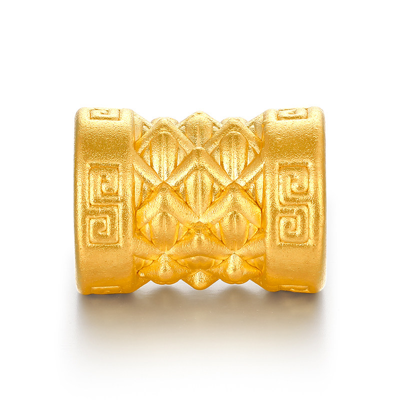 六桂珠宝龙鳞黄金转运珠古3d硬金手饰