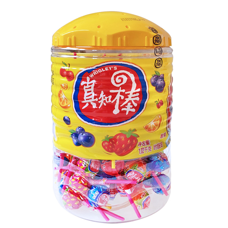 真知棒棒棒棒糖108支桶装混合合水果味硬糖儿童传统糖果