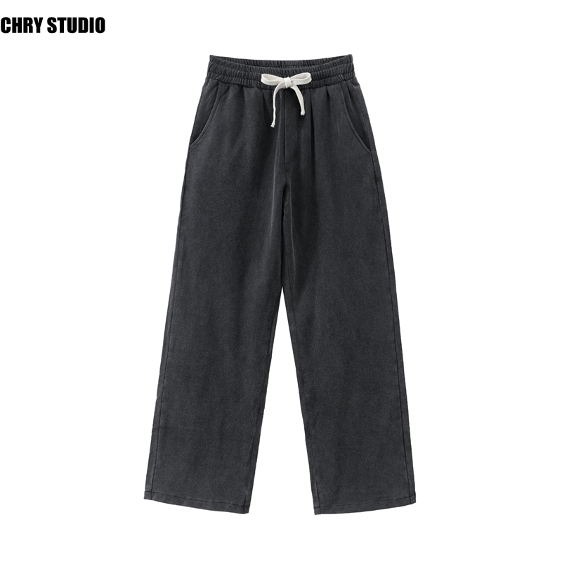 CHRY STUDIO新款潮流水洗做旧直筒运动裤百搭暗黑风休闲裤长裤男