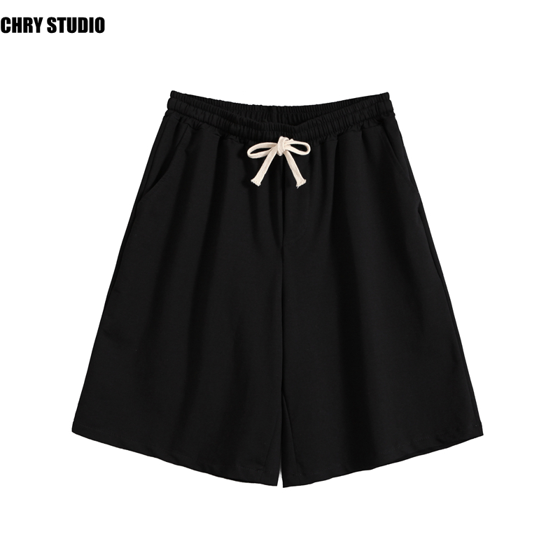 CHRY STUDIO日系潮牌针织纯色短裤男运动慢跑宽松休闲五分裤夏季