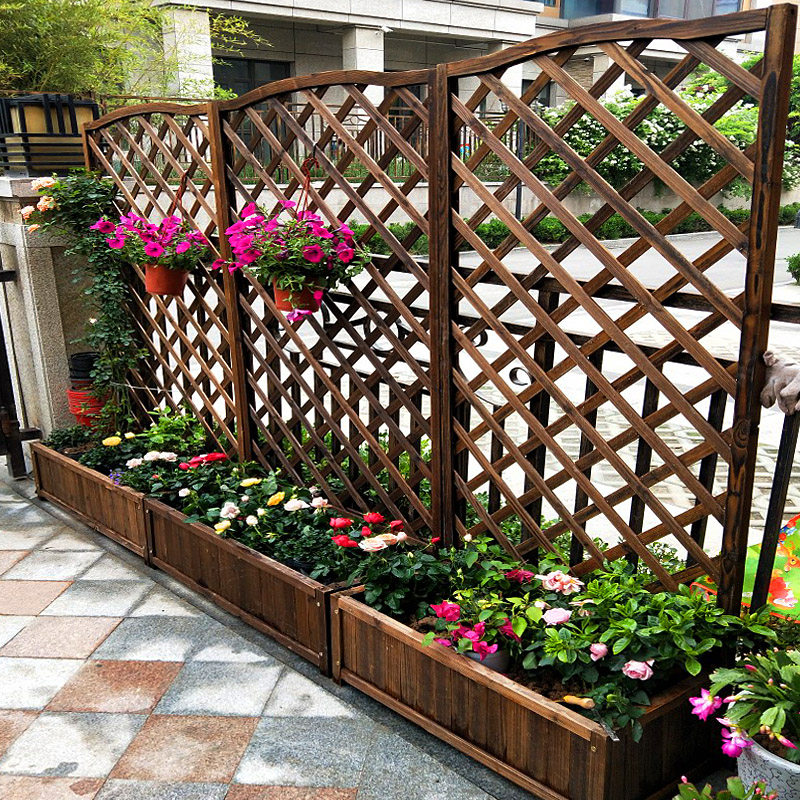 防腐木花箱户外庭院装饰栅栏花盆实木隔断花槽花盆