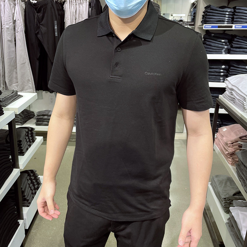 ckcalvinklein男士夏季新款纯色休闲百搭短袖polo衫