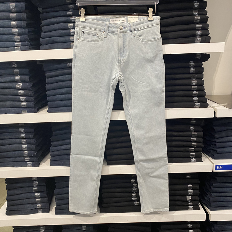 Calvin Klein/CK 男士春季休闲百搭水洗牛仔裤修身瘦腿长裤 SLIM