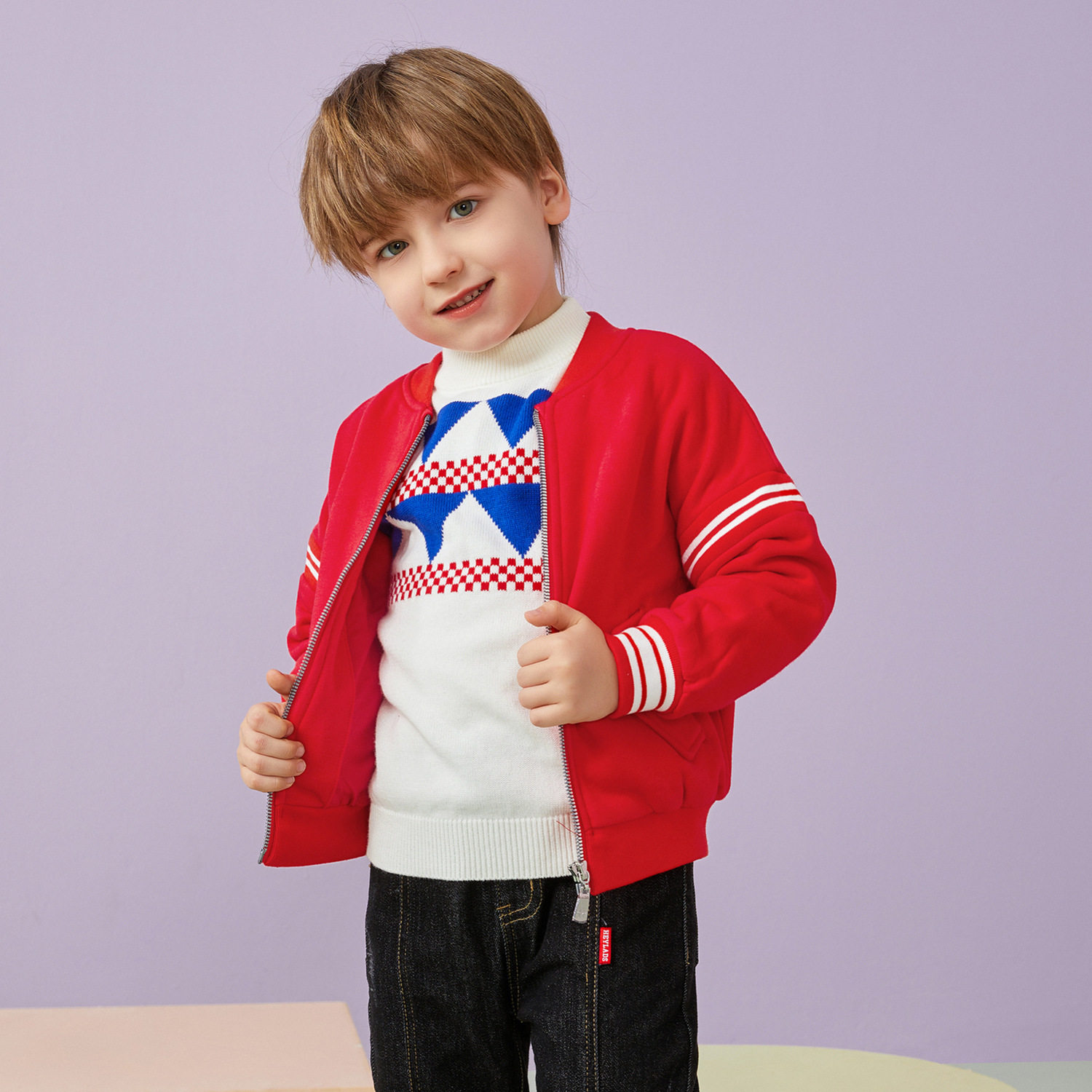 海澜之家旗下男生女生童装小童秋季时尚短款针织外套普通外套