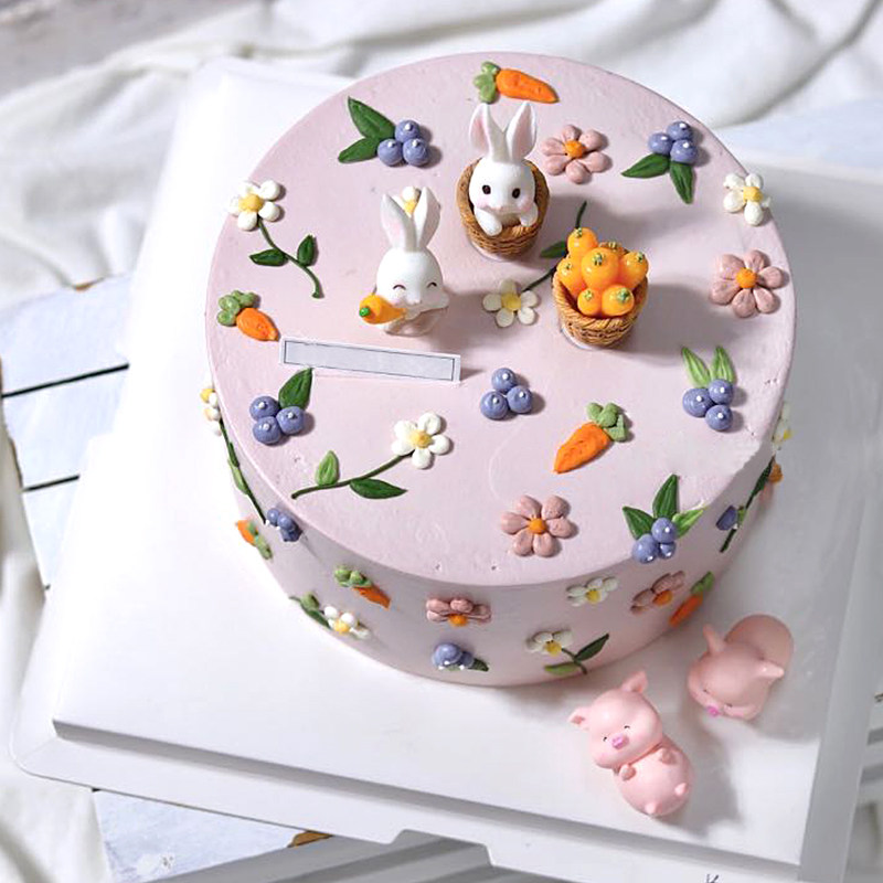 装饰摆件烘焙蛋糕小兔子迷你胡萝卜箩筐小猪甜品节日装扮用品