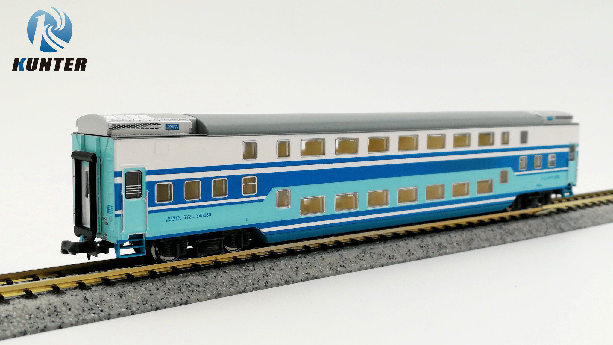 精品kunter中国铁路双层syz25k软座srz25z客车厢火车火车模型