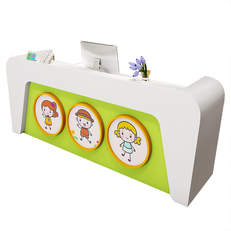 早教培训中心前台接待台儿童艺术教育机构吧台幼儿园学校烤漆前台