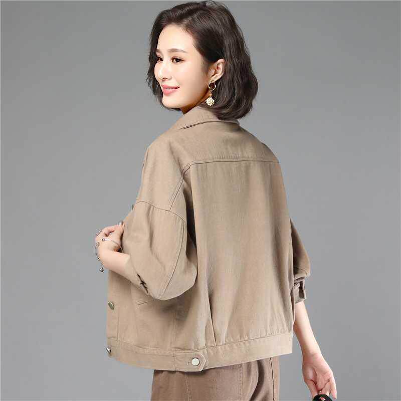 韩版百搭短款牛仔外套中年女装30岁40小个子休闲夹克春装短装上衣