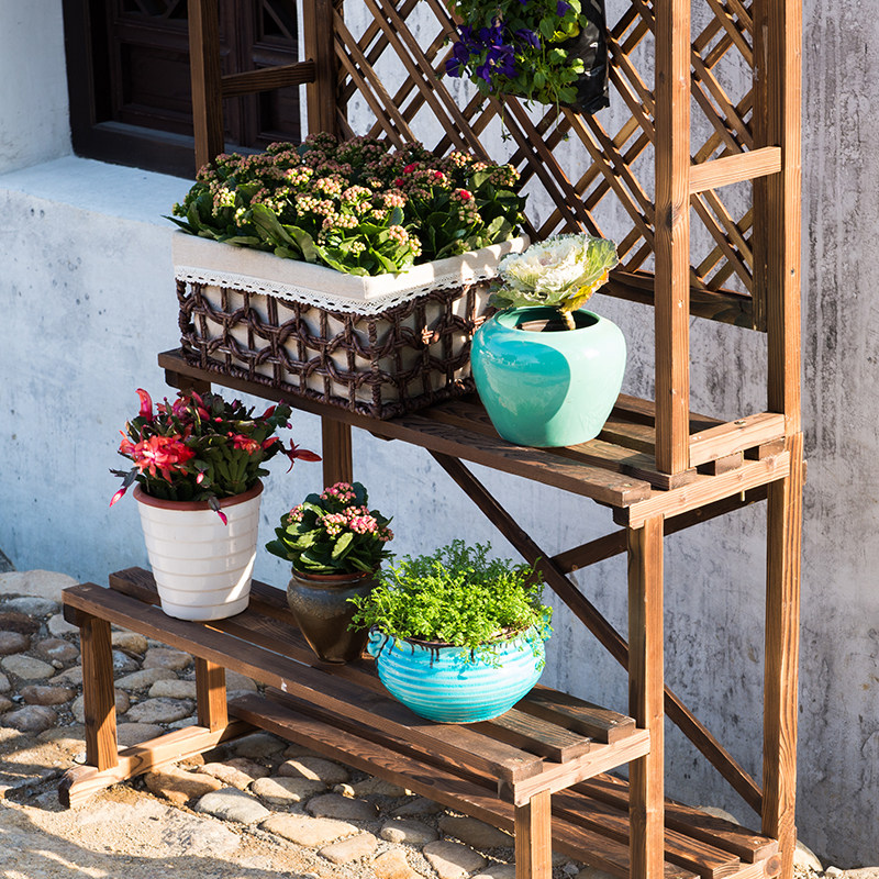 防腐花架置物架阳台实木角落花架子落地式花盆盆架花架