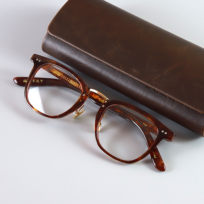 日本手工璐珞余文乐复古近视眼镜框大脸stacy中金眼镜架