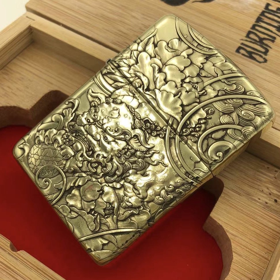 原装zippo防风打火机蚊版蚊子浮雕原创狮子牡丹zippo