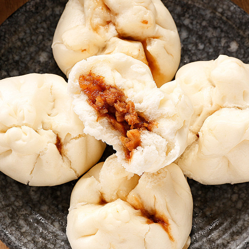 佛山金城开口叉烧包广式笑口蜜汁秘制叉烧肥肉鲜肉包广东早茶点心