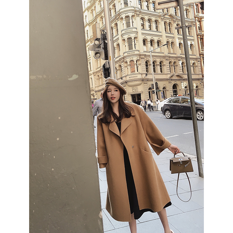 劵700 女装 sasa秋冬2019新款针织连衣裙女中长款过膝短袖泡泡袖纯色