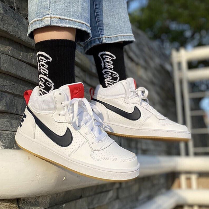 正品耐克nikecourtboroughmid男女秋冬中帮防滑运动休闲鞋