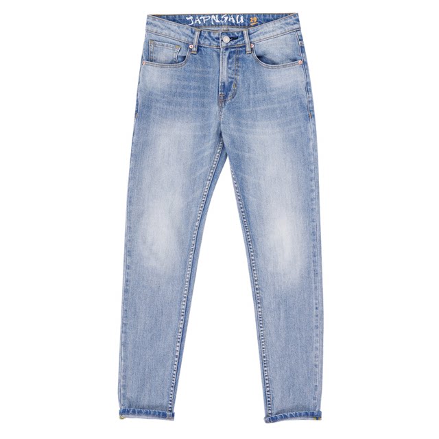 Yi Niu tailor-made light-colored jeans, men's hole, slim, straight, nine-point stretch feet, summer thin trousers Yi Niu tailor-made light-colored jeans, men's hole, slim, straight, nine-point stretch feet, summer thin trousers