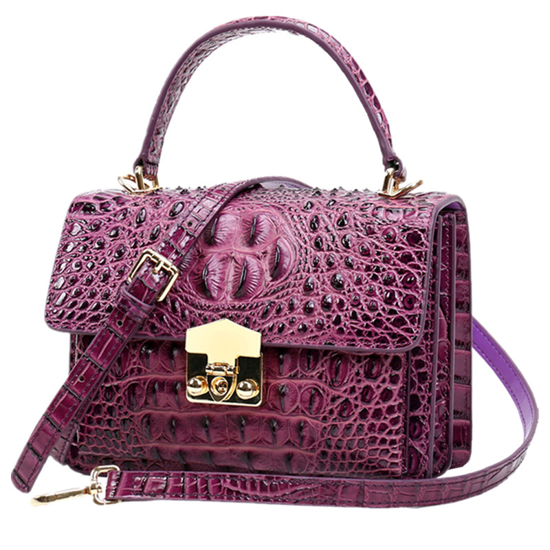 鳄鱼女包泰国进口真皮正品小方包潮百搭欧美小方包