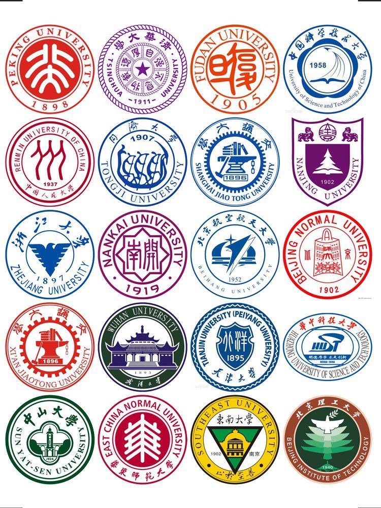 大学名校校徽贴纸logo标志自粘墙贴喜字