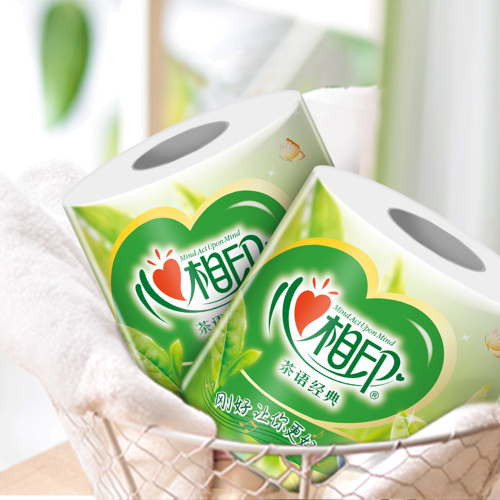 心相印卷纸茶语纸巾4层200克27卷家用厕纸大克重卫生纸整箱实惠装