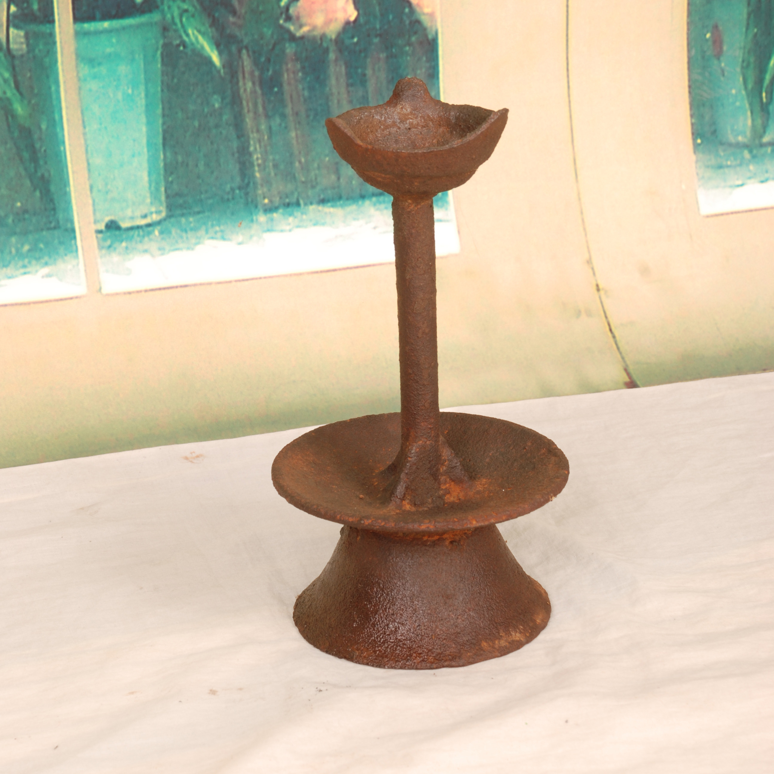 灯台老铁铸铁油灯复古仿古古老蜡台老挂烛台烛台