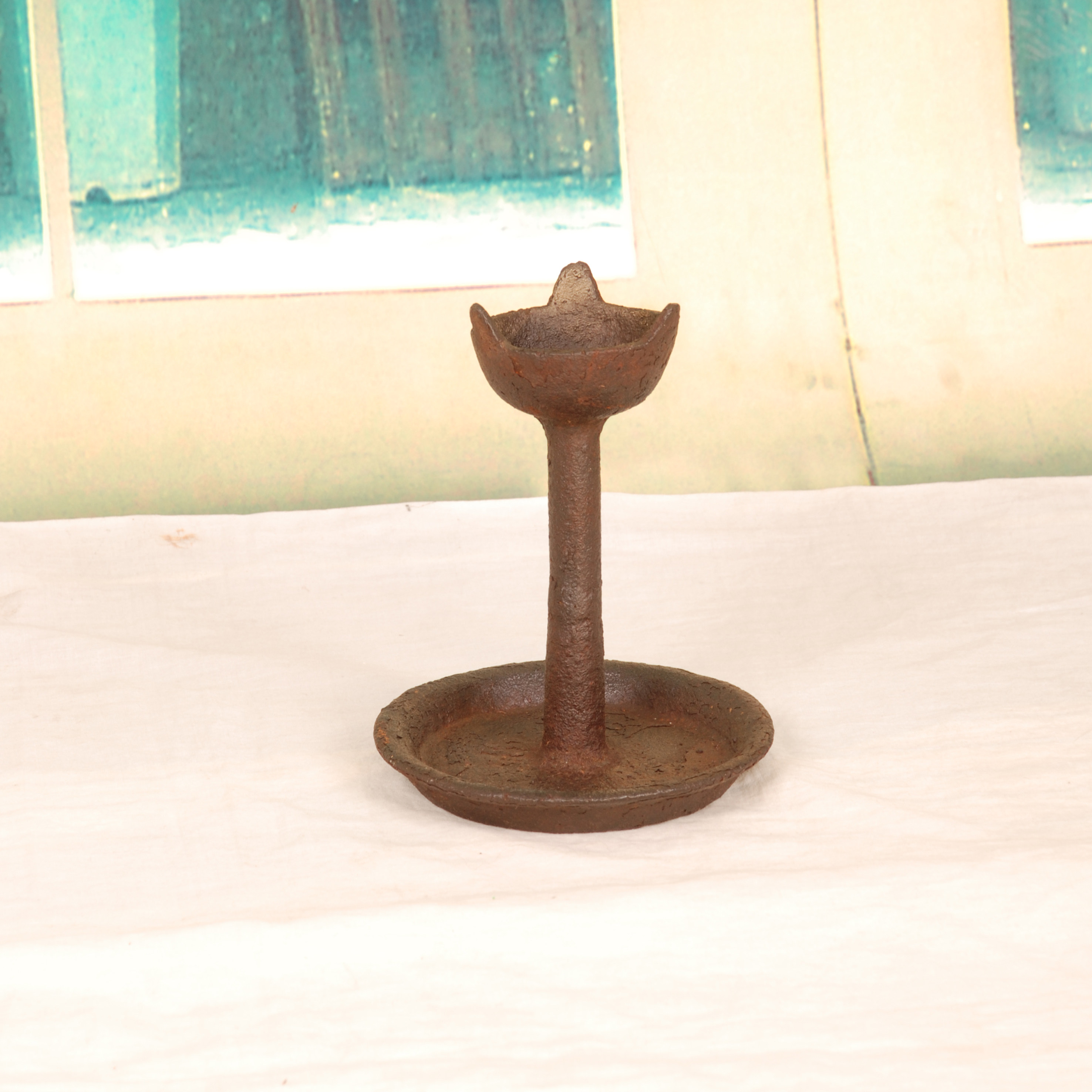 灯台老铁铸铁油灯复古仿古古老蜡台老挂烛台烛台