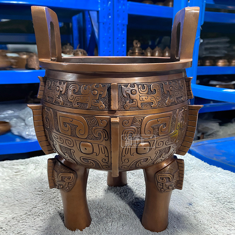 铜匠紫铜御鼎摆件纯铜摆设办公室客厅工艺品开业摆件