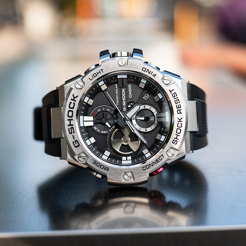 【官方】卡西欧手表男G-SHOCK光动能蓝牙钢铁之心GST-B100/B400 D